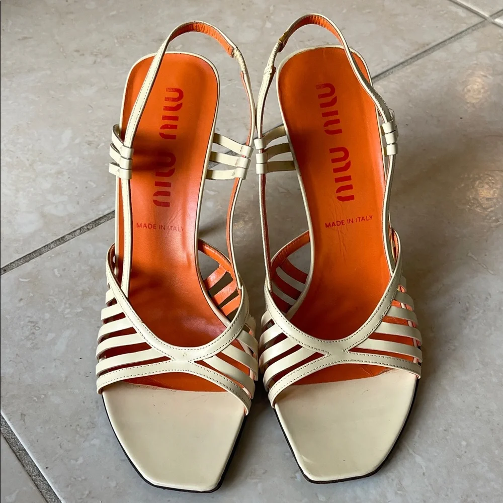 Authentic Miu Miu Cream Strappy Sandals - Picture 10 of 11